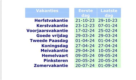 vakanties schooljaar 2023 2024.